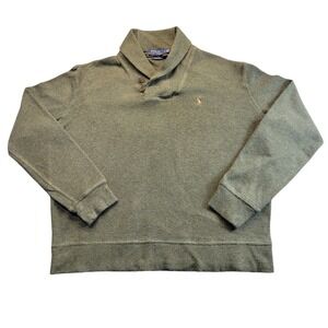 Polo Ralph Lauren Shawl Collar Pullover Sweater Green Size Large Estate Rib